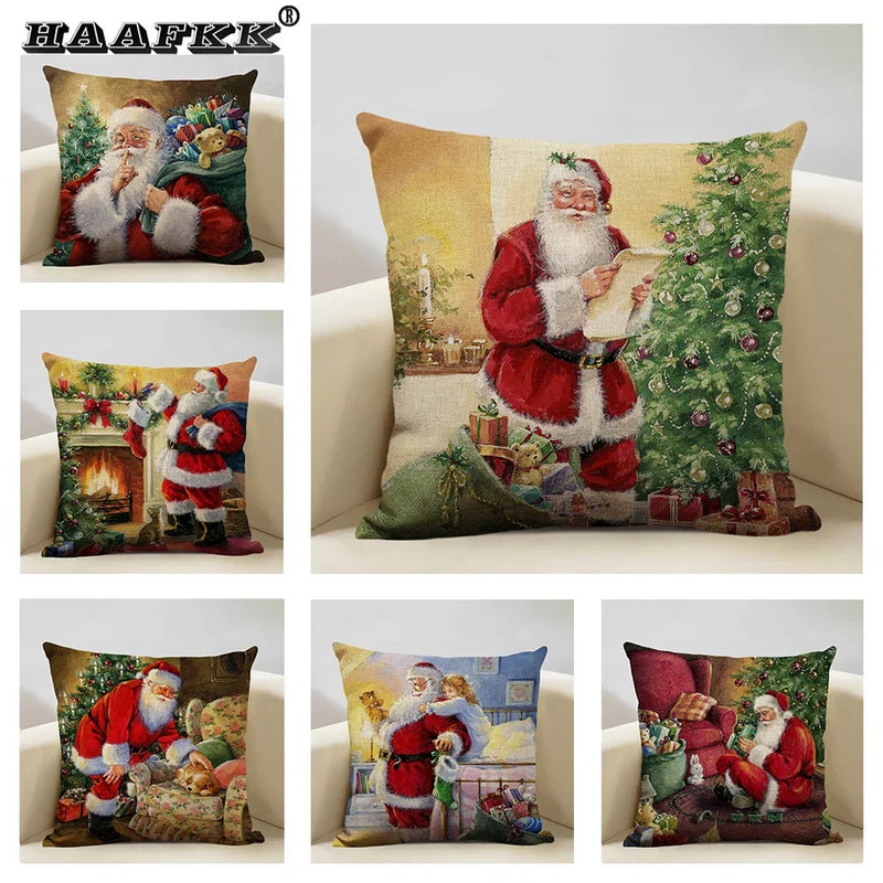 Axyaa Christmas Tree Santa Claus Cushion Cover 45x45cm