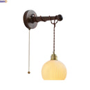Axyaa Ceramic Wood Brass LED Wall Lamp Sconce Home Decor Arandela Mirror Light