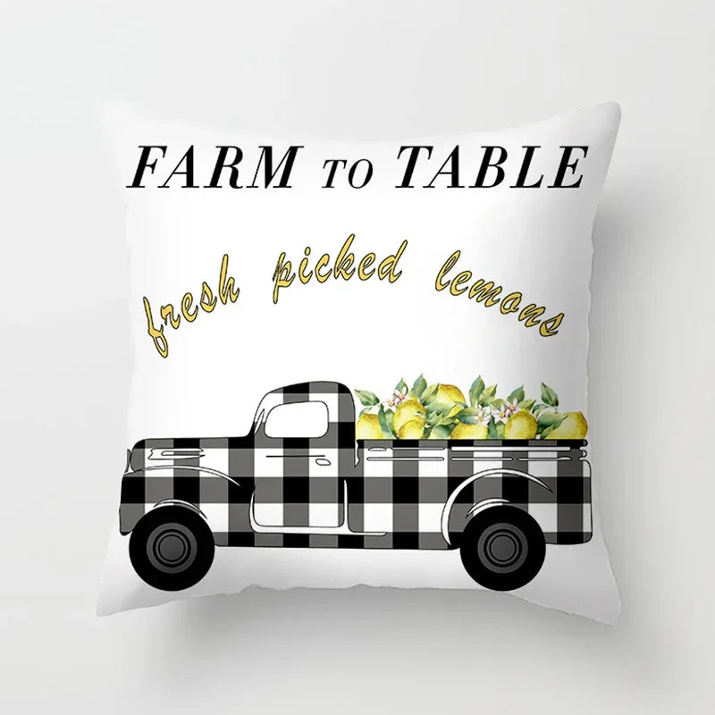 Lemon Pattern Summer Cushion Cover Throw Pillow for Sofa Decoration by Axyaa