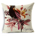 Axyaa Linen Cushion Cover 45x45cm, Flower & Animal Design for Sofa & Bed