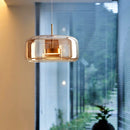 Axyaa Glass LED Chandelier Pendant Light for Dining Room - Modern Hanging Ceiling Lamp