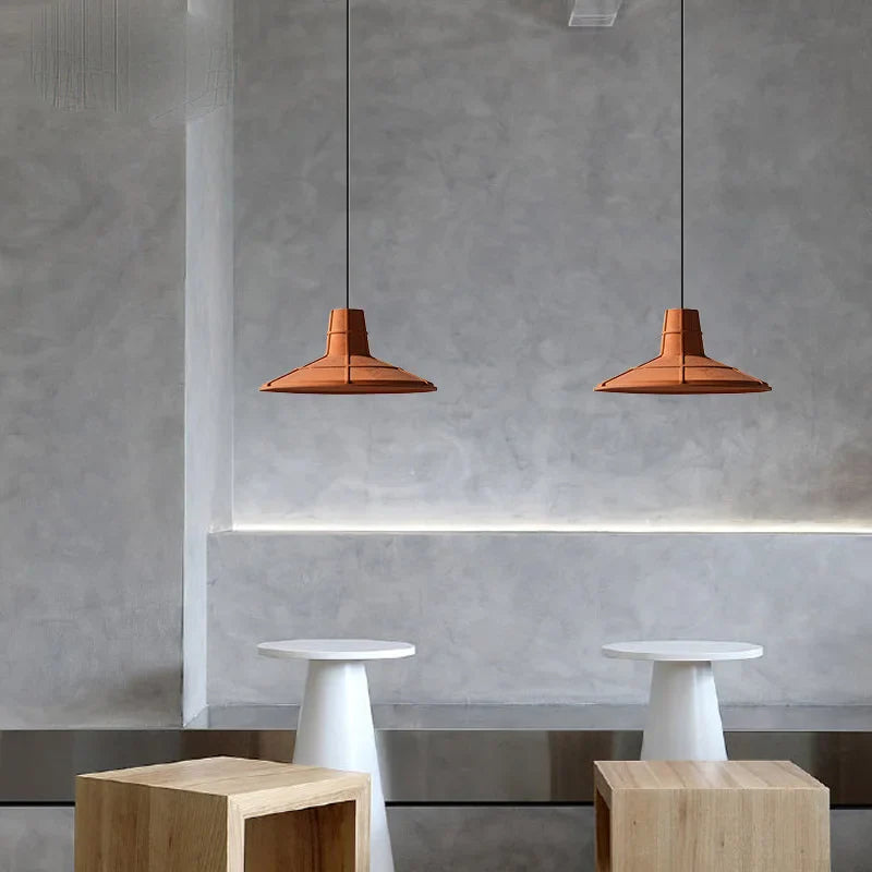 Axyaa Industrial Cement Pendant Lamp in Orange for Home Decor