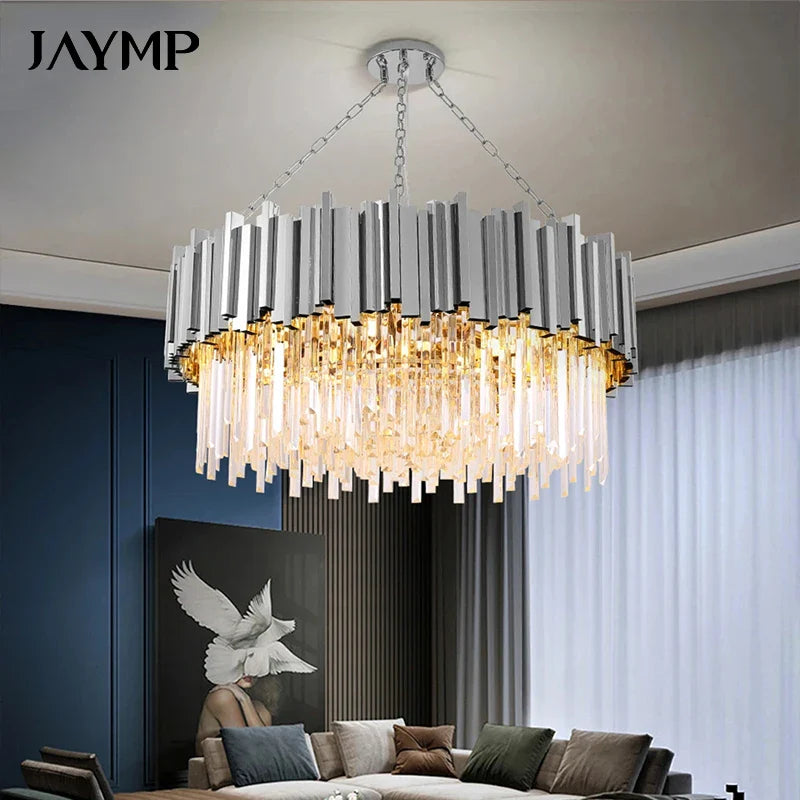 Axyaa Silvery Crystal Ceiling Chandelier for Luxury Home Decor.