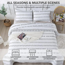 Axyaa Oversized Super King White Quilt Set with Triangle Print - 3 Piece