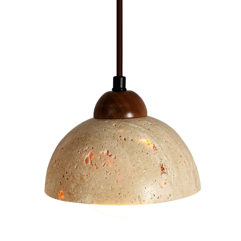 Axyaa Yellow Travertine Wabi-sabi Bedside Pendant Lamp