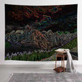 Axyaa Mountain Red Sun Tapestry: Forest Trees Wall Hanging for Home Aesthetic