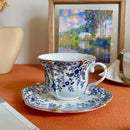 Axyaa Blue Butterfly Ceramic Coffee Mug, Camellia Flower Tea Cup