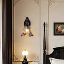 Axyaa Wrought Iron Glass Wall Lamp - Retro LED Decorative Lighting for Bedroom, Living Room