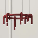 Axyaa Modern U-Shaped Chandelier Red Black Metal Cord Adjustable Dining Kitchen Bar