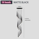 Axyaa Modern Black Long LED Pendant Lamps for Living Room & Restaurant