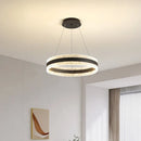 Axyaa Circle Rings LED Pendant Lights for Living Room Dining Room, Modern Acrylic Aluminum Chandelier