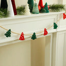 Axyaa Christmas Tree Felt & Wood Bead Garland, Festive Hanging Ornaments