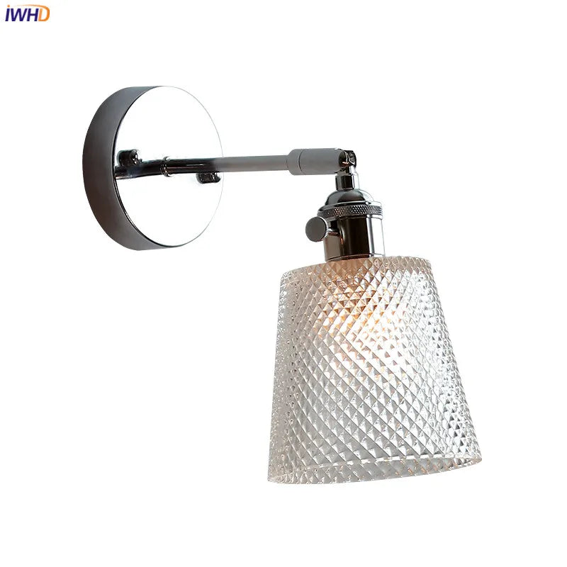 Axyaa Clear Glass LED Bathroom Mirror Wall Light, Modern Nordic Iron Metal Switch Fixtures