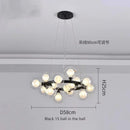 Axyaa White Glass Ball Black Gold Chandelier Bubble Hanging Lights