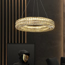 Axyaa Crystal LED Pendant Light: Luxury Steel Hanging Lamp for Modern Foyer & Dining Room