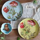 Axya Hand-Painted Ceramic Dinner Plate Set