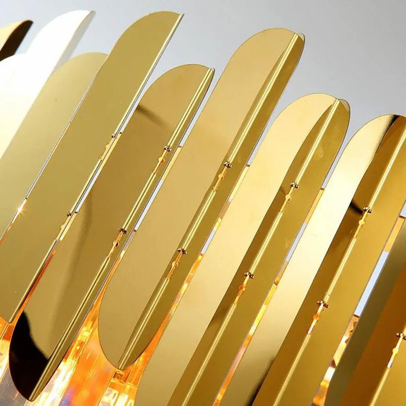 Axyaa Luxury Golden LED Crystal Ceiling Light - Modern Round Living Room Fixture