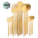 Axyaa 20-Piece Stainless Steel Cutlery Set - Matte Finish Flatware Set