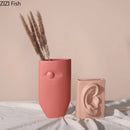Axyaa Purple Lips Ceramic Vase Abstract Human Face Features Decoration