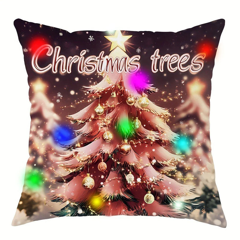 Axyaa LED Christmas Pillowcase - Santa Claus Fawn Design for Festive Home Decor