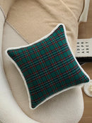 Axyaa Green Plaid Christmas Pillow Cover 30x30cm45x45cm - Soft & Festive Decor for Christmas Party
