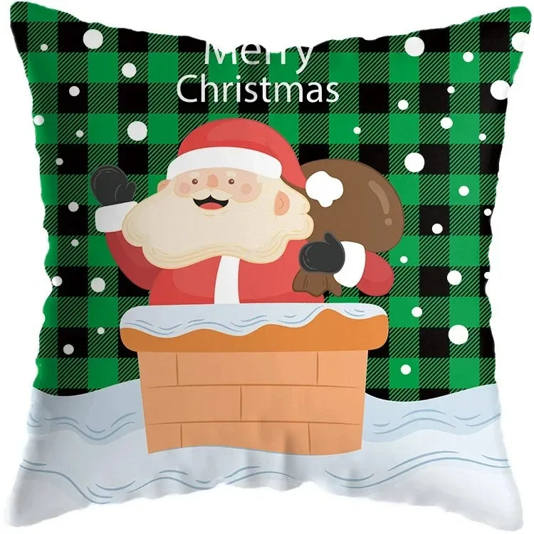 Cute Santa Claus Snowman Print Pillowcase for Axyaa Christmas Party Decor