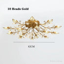 Axyaa Black Gold Leaves Crystal Ceiling Lamp | Modern Nordic LED Ceiling Light