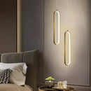 Axyaa Elliptical LED Pendant Light – Modern Gold Black Minimalist Design