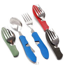 Axyaa 4-in-1 Foldable Stainless Steel Cutlery Set for Outdoor Camping & Picnic