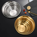 Axyaa Stainless Steel BBQ Plate Shallow Round Dining Dish Bone Spitting Korean Style