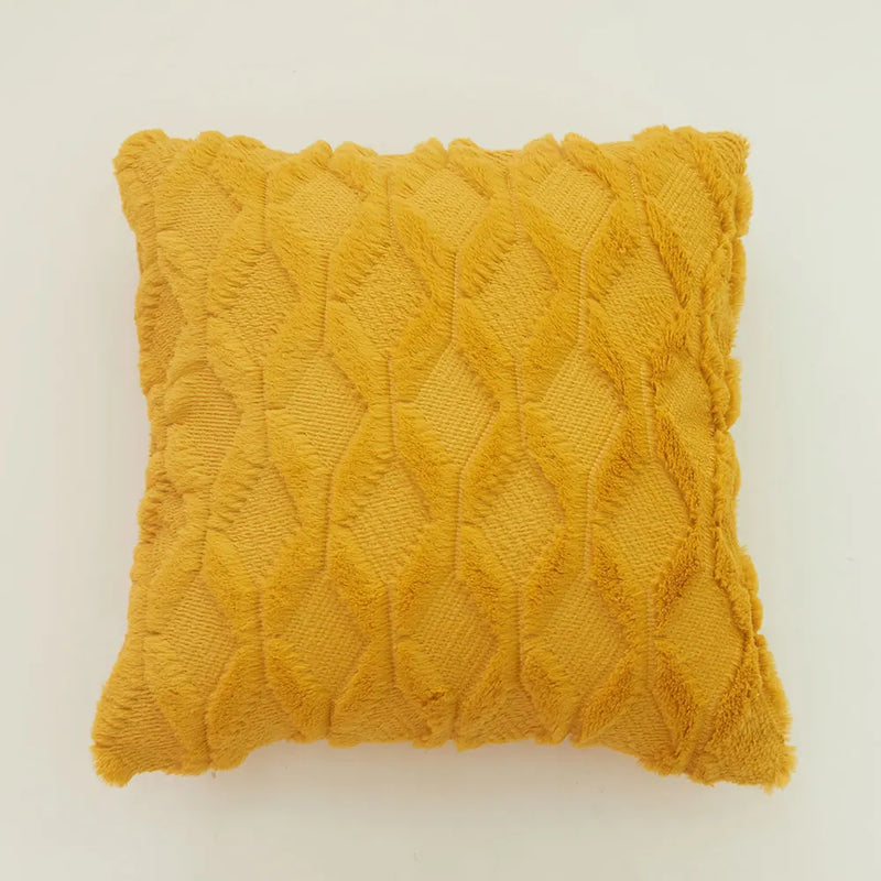 Yellow Plush Cushion Cover 45x45 - Axyaa Home Living Room Sofa Decor