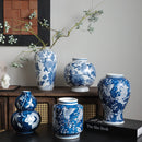 Axyaa Blue & White Porcelain Ceramic Vase - Chinese Retro Flower Pot & Arrangement Accessory
