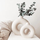 Axyaa Ceramic Donut Vase White Nordic Home Decor Arrangement Holder