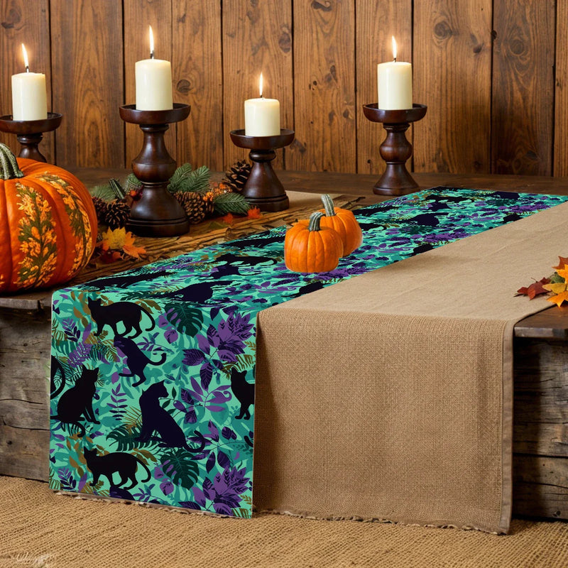 Axyaa Tropical Plant Branches Table Runner - Elegant Dining and Wedding Decor