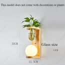 Axyaa LED Glass Wall Lamp with Wooden Base for Bedroom and Living Room