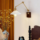 Axyaa Walnut Wood Ceramic LED Wall Sconce Rotatable Stair Light Fixtures