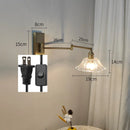 Axyaa Glass LED Wall Sconce Arm Rotate Bedroom Living Room Lights