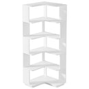 Axyaa 6 Tier Industrial Corner Bookcase, 64.96 Inch Tall Wood Grain Shelf