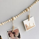 Wooden Bead Garland Photo Display Wall Decor by Axyaa