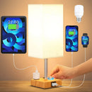 Axyaa Dimmable Wood Desk Lamp with USB Ports, Rechargeable Reading Light