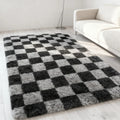 Axyaa Tie-Dye Checkerboard Area Rug for Retro Home Decor