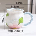 Axyaa Hand-painted 3D Flower Ceramic Coffee Cups & Saucers - Creative Home Drinkware