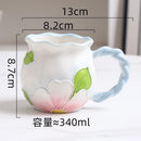 Axyaa Hand-painted 3D Flower Ceramic Coffee Cups & Saucers - Creative Home Drinkware