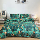 Axyaa Grey Cube & Gold Leaf Double Comforter Set