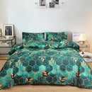 Axyaa Grey Cube & Gold Leaf Quilt Cover Set for Adult Double Bed