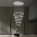 Axyaa Modern Luxury Crystal Chandelier, Chrome Pendant Lamp for High Ceilings, Spiral Stair Decor