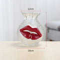 Axyaa Flaming Red Lips Glass Vase: Creative Floral Arrangement for Room Aesthetic