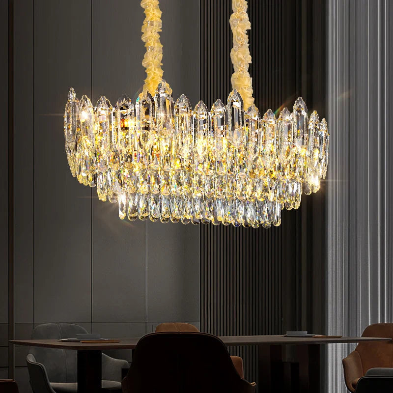 Axyaa Elegant Crystal Chandelier for Living Room, Bedroom, and Dining Room