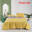 Axyaa Solid Color Tencel Cool Silk Washable Quilt Double Bed Four-Piece Set