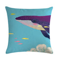 Whale Print Linen Pillowcase for Home and Office Decor by Axyaa
